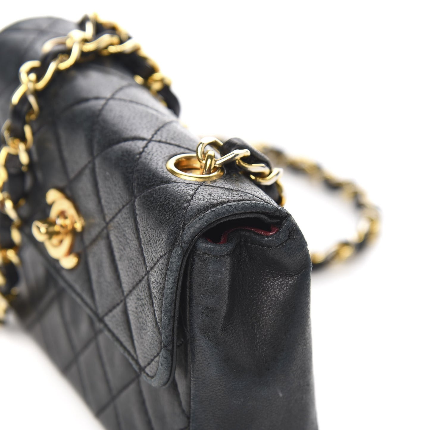 Lambskin Quilted Extra Mini Flap Black