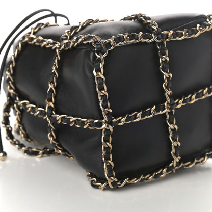 Chanel Lambskin Bucket Chain Drawstring Bag Black 9 of 10