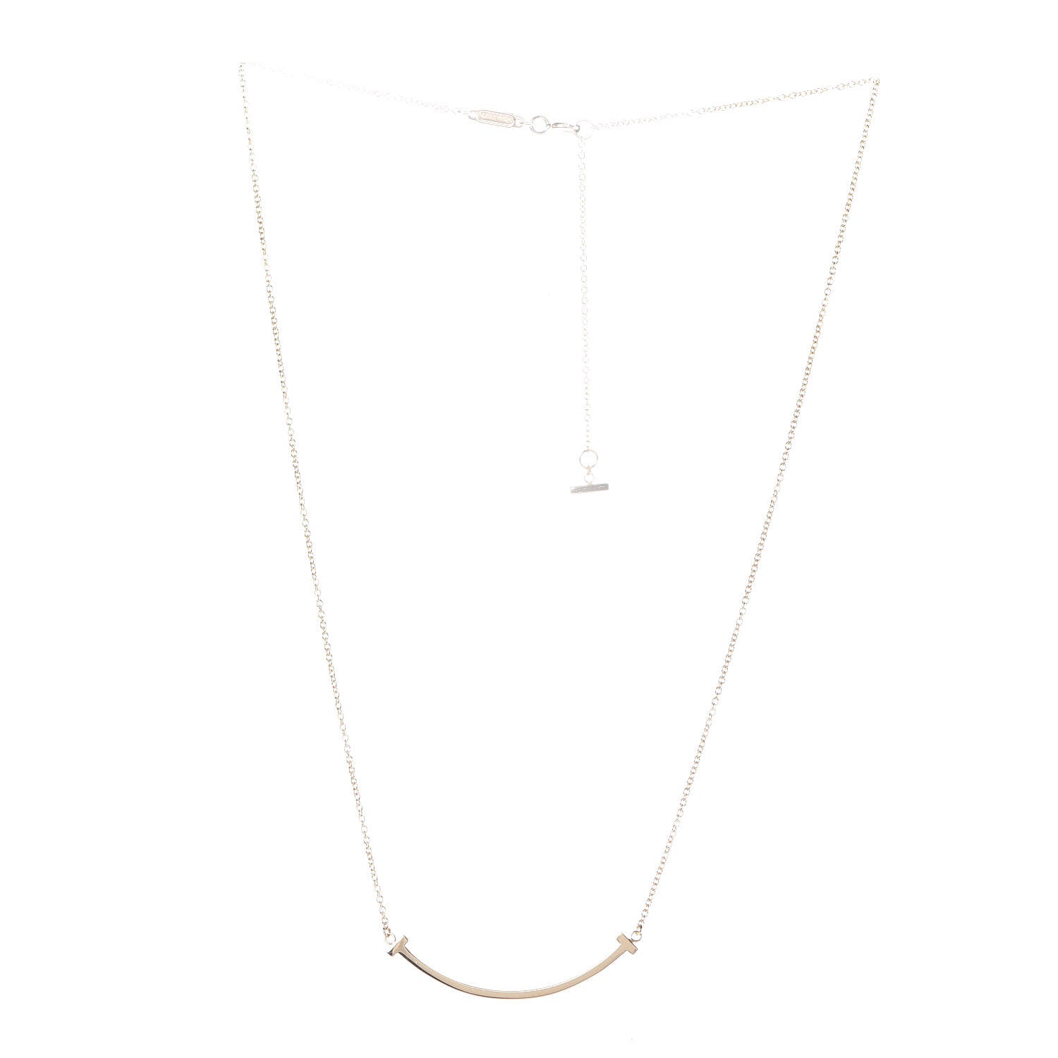 Tiffany 18K Yellow Gold Small T Smile Pendant Necklace 4 of 6
