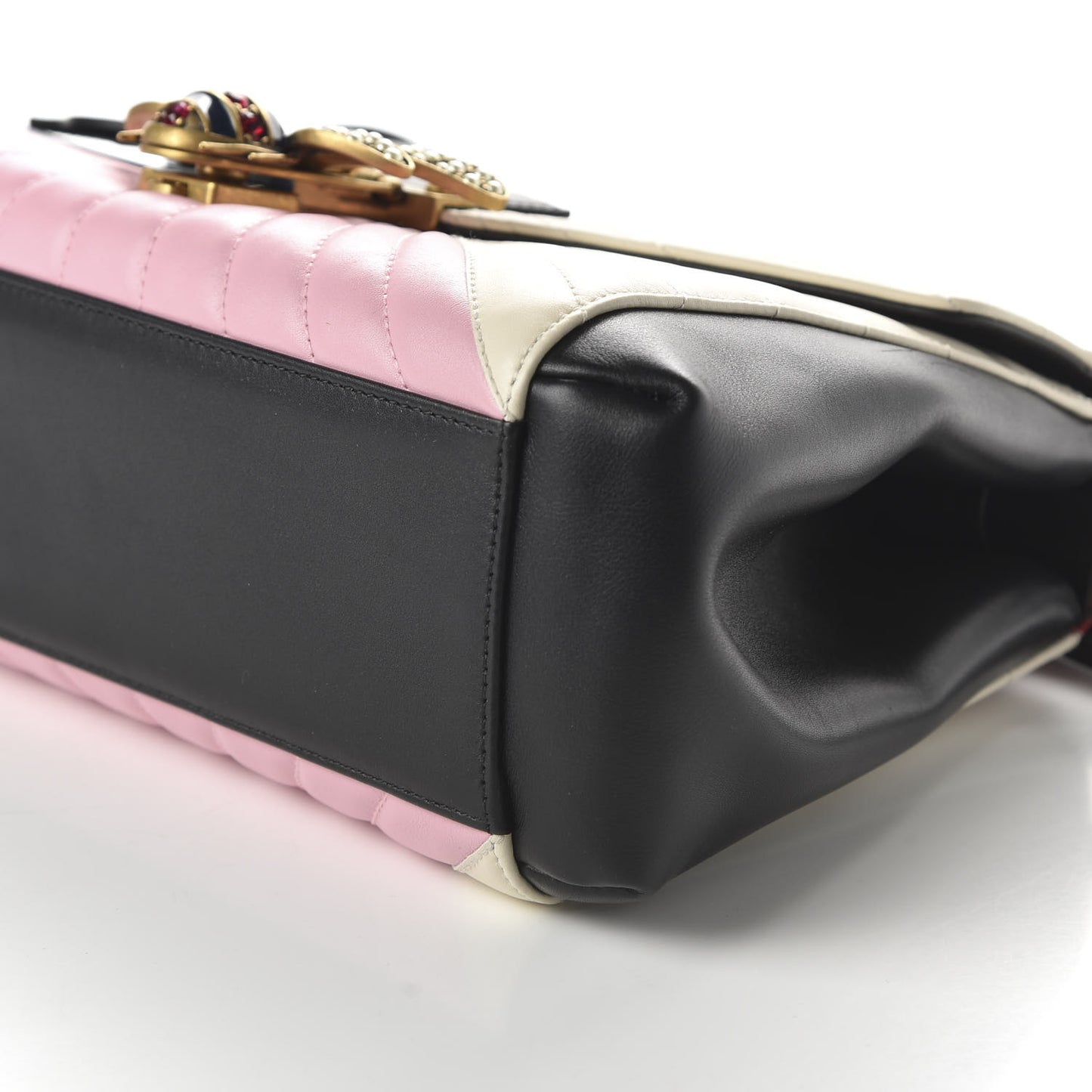 Calfskin Bamboo Trapuntata Queen Margaret Top Handle Bag Blue Agata Hibiscus Red Mystic White Sugar Pink