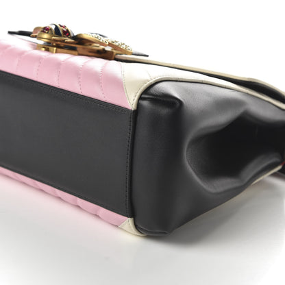 Gucci Calfskin Bamboo Trapuntata Queen Margaret Top Handle Bag Blue Agata Hibiscus Red Mystic White Sugar Pink 13 of 22