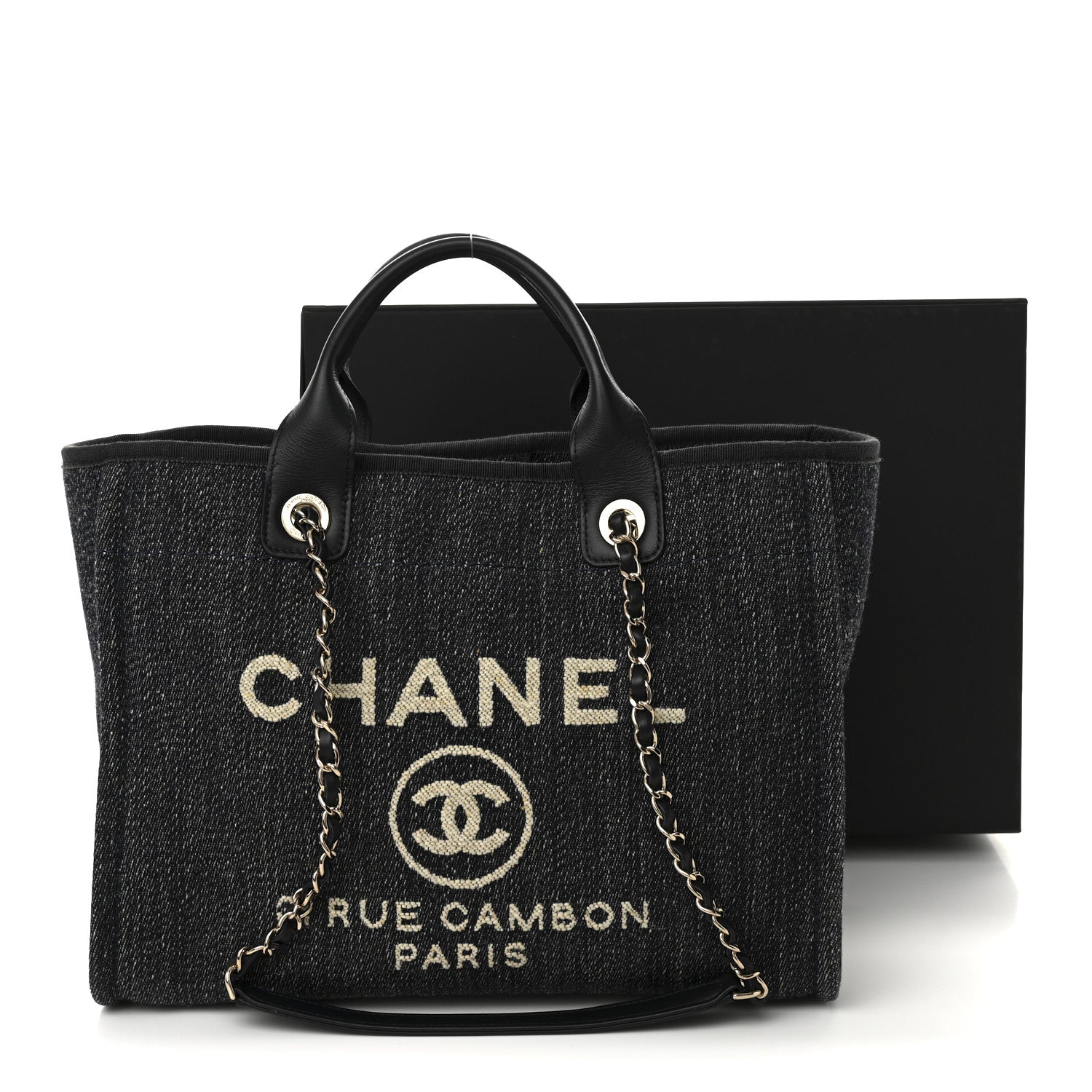 Chanel Denim Small Deauville Tote Dark Blue White 12 of 12