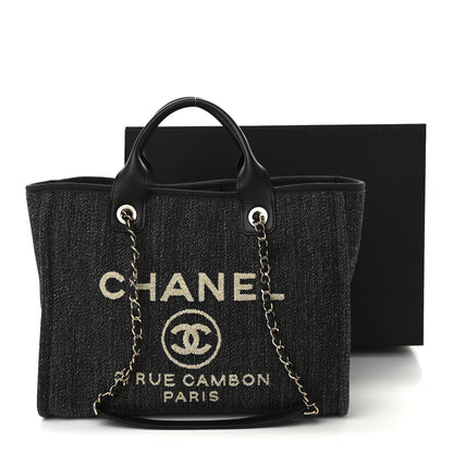Chanel Denim Small Deauville Tote Dark Blue White 12 of 12
