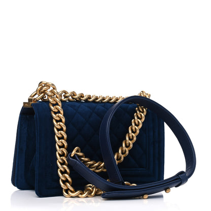 Chanel Velvet Quilted Small Boy Flap Blue 2 of 4