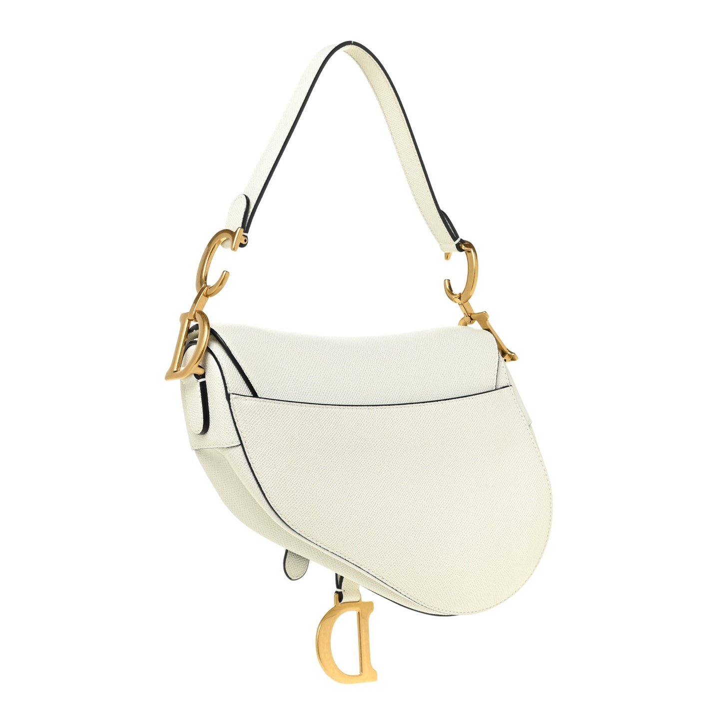 Grained Calfskin Saddle Bag White