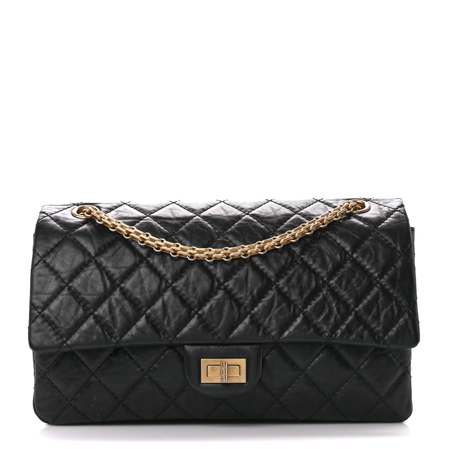 Aged Calfskin Quilted 2.55 Reissue 226 Flap Black