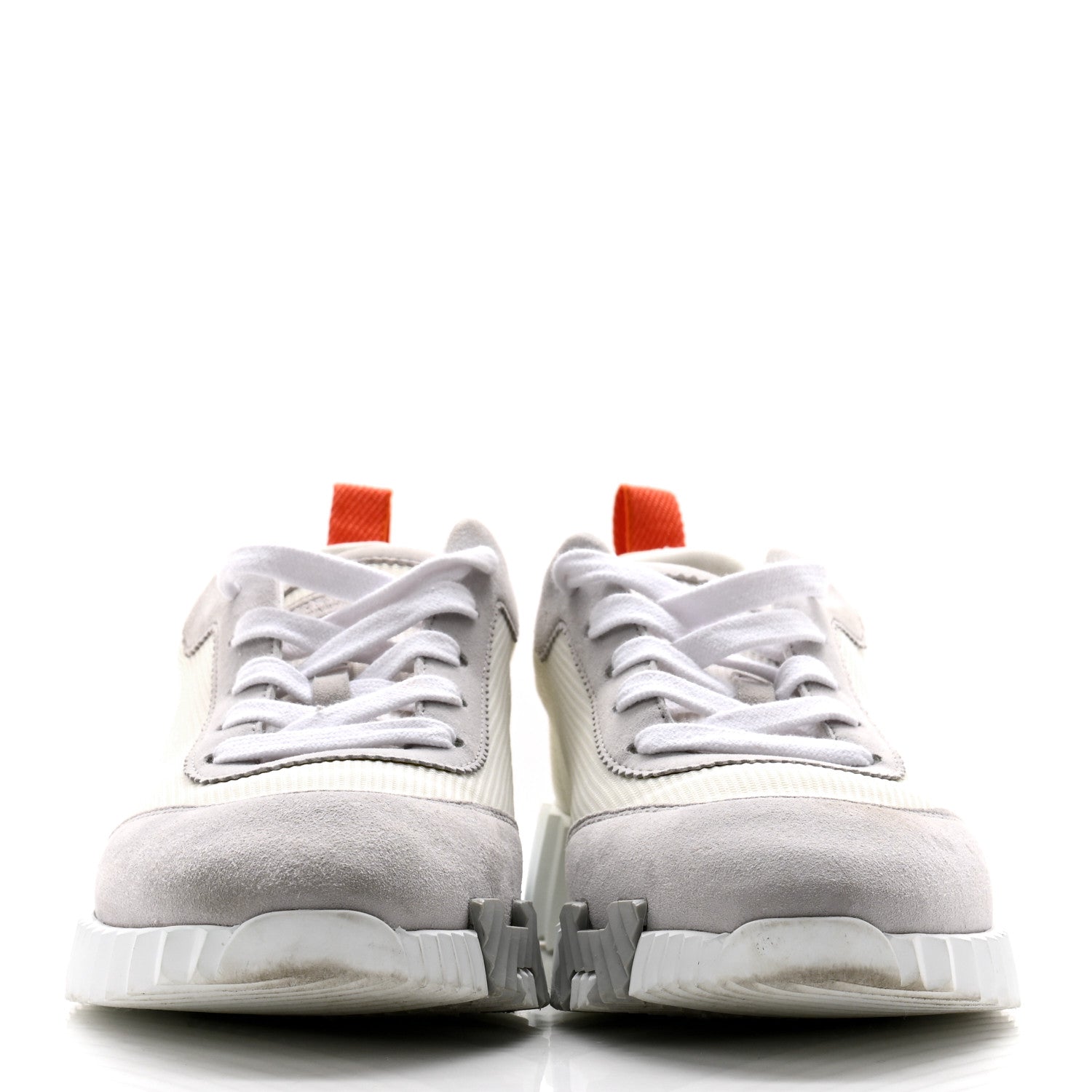 Hermes Technical Canvas Suede Goatskin Bouncing Sneakers 38 White Multicolor 2 of 12