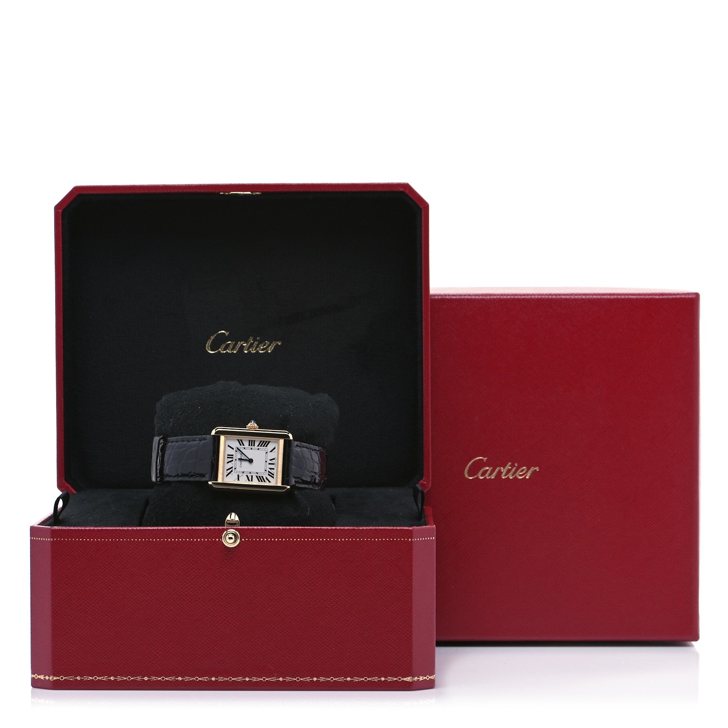 Cartier Stainless Steel 18K Yellow Gold Alligator 24mm Tank Solo Quartz Watch 6 of 6