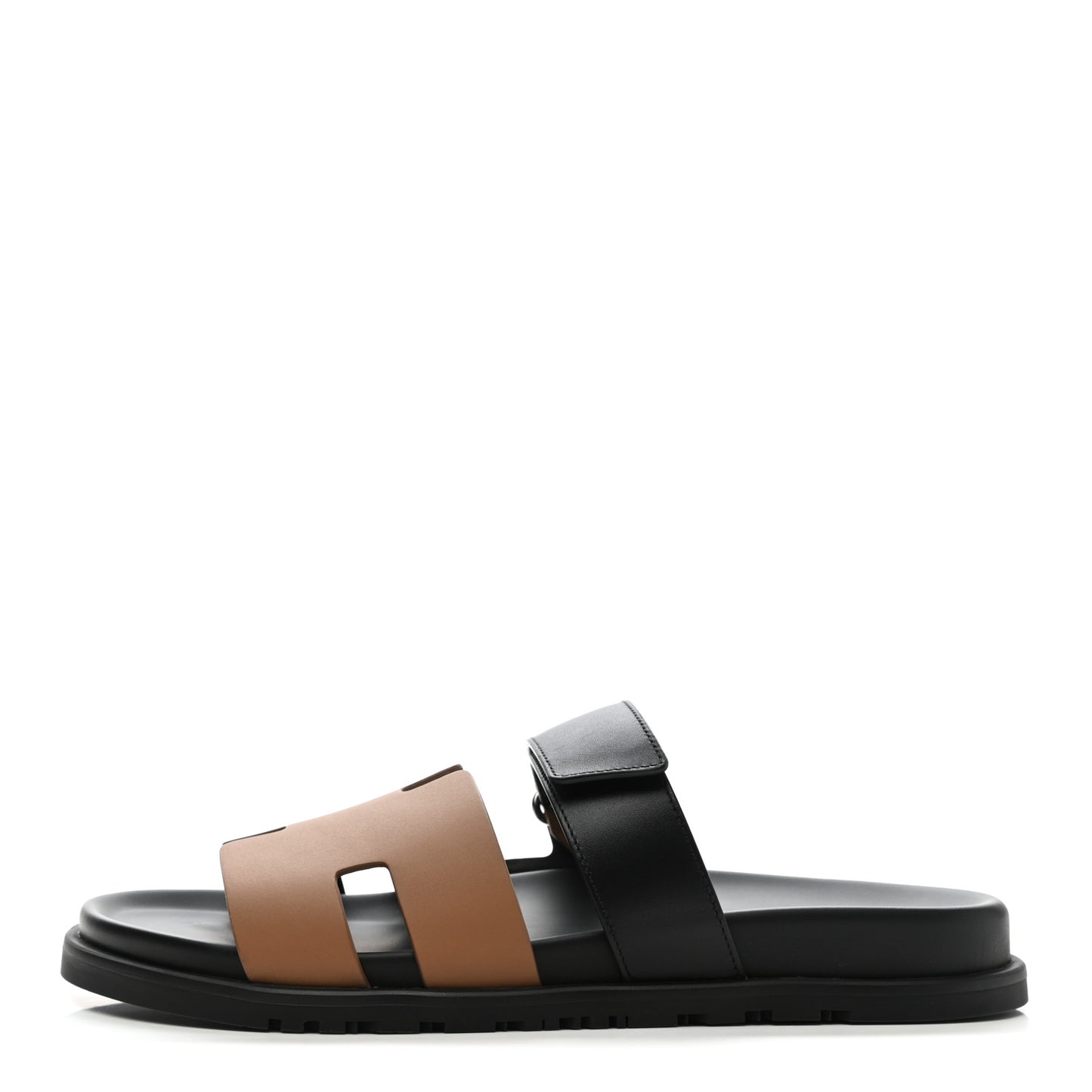 Calfskin Mens Chypre Sandals 43.5 Naturel Safari Black