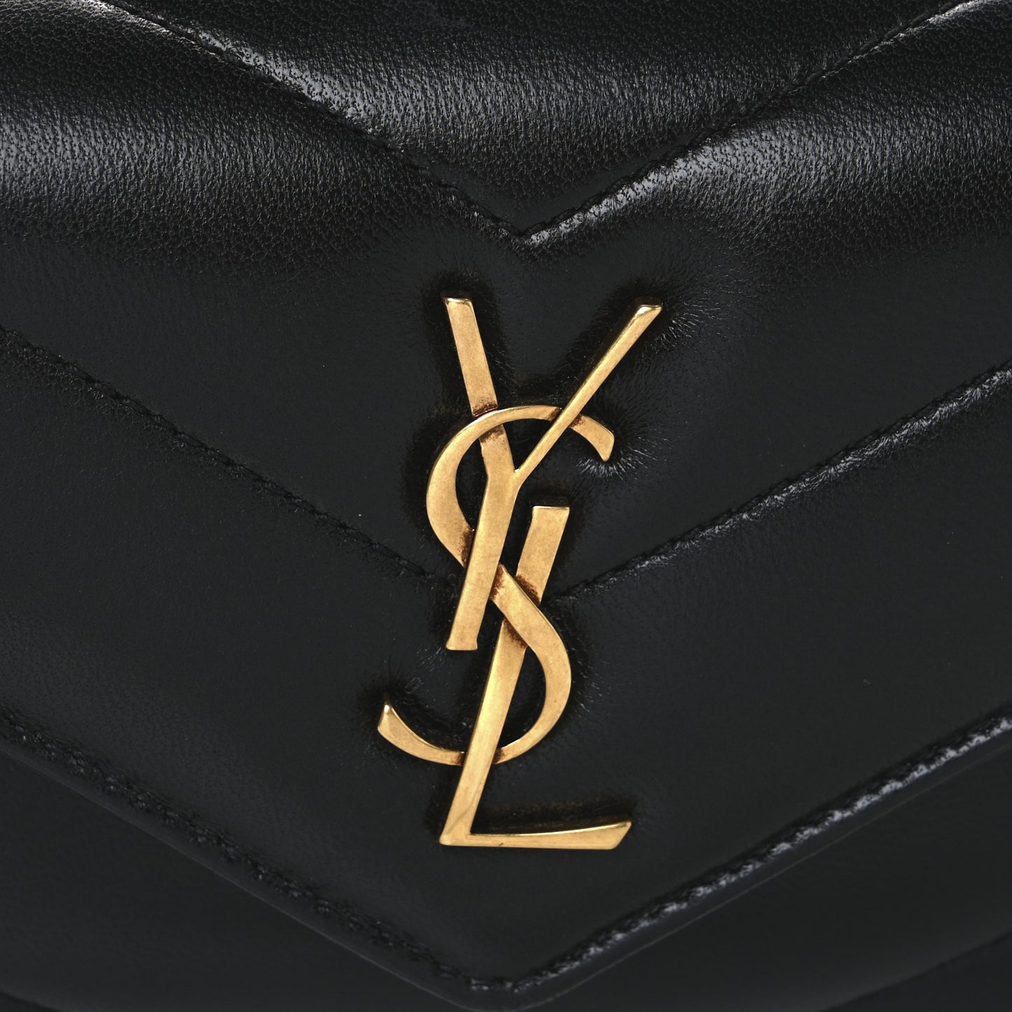 Lambskin Chevron Quilted Mini Loulou Black