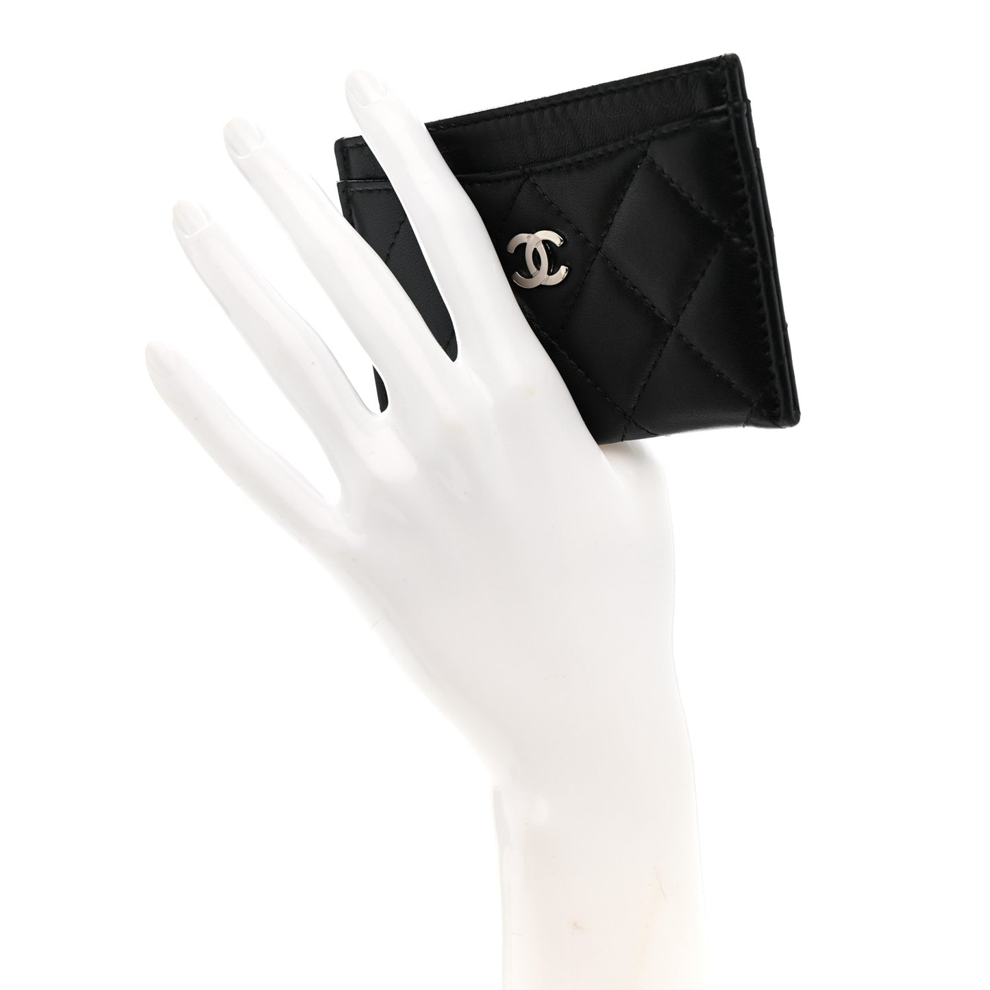 Lambskin Quilted Card Holder Black