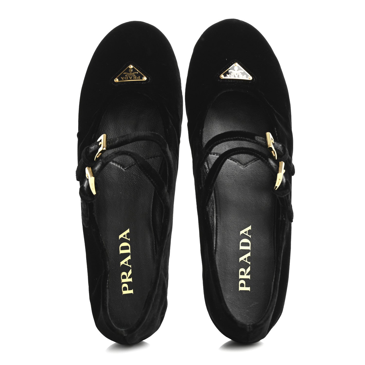 Prada Velvet Ballerina Flats 38 Black 2 of 9