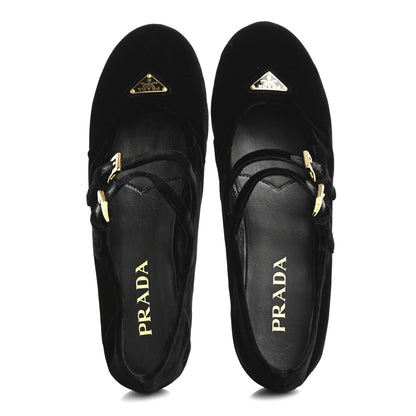 Prada Velvet Ballerina Flats 38 Black 2 of 9