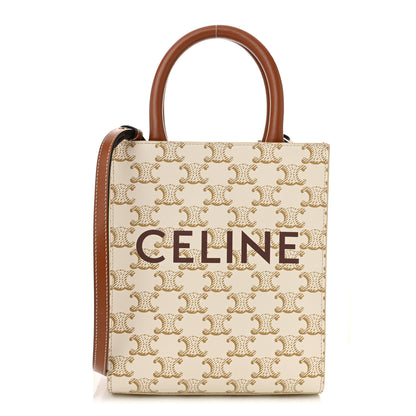 Celine Triomphe Canvas Calfskin Mini Vertical Cabas White 1 of 8