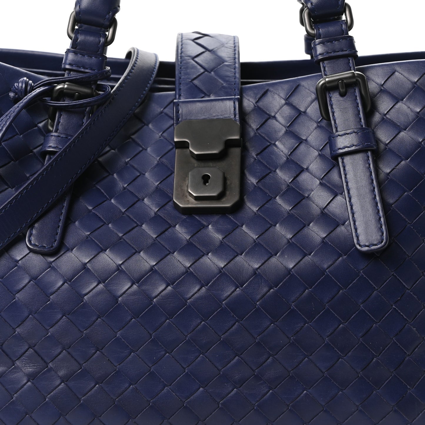 Nappa Intrecciato Small Roma Tote Dark Blue