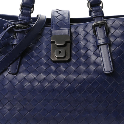 Bottega Veneta Nappa Intrecciato Small Roma Tote Dark Blue 8 of 10