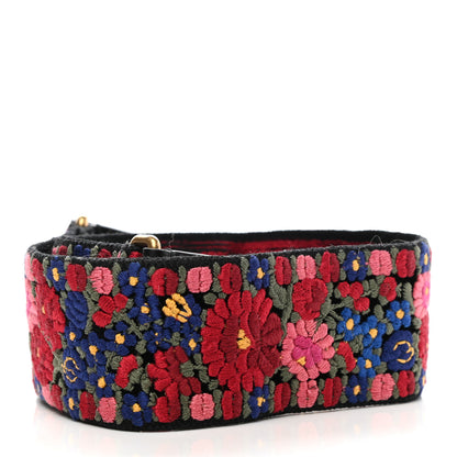 Christian Dior Lambskin Canvas Embroidered Floral Shoulder Strap Multicolor 2 of 4
