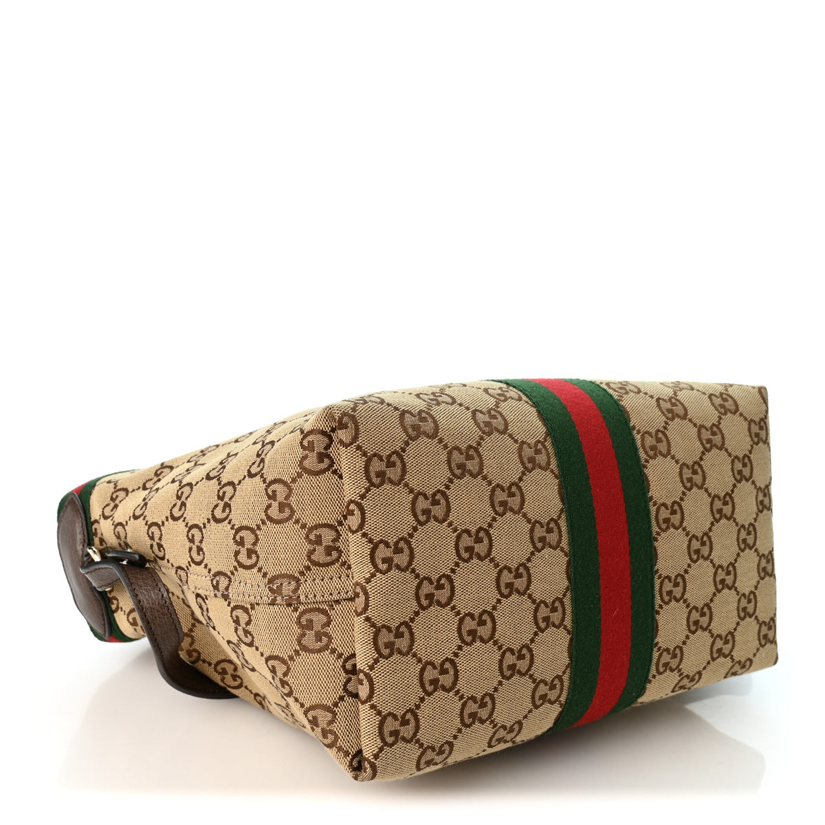 Gucci Monogram Web Small Giglio Tote Beige Dark Brown 5 of 10