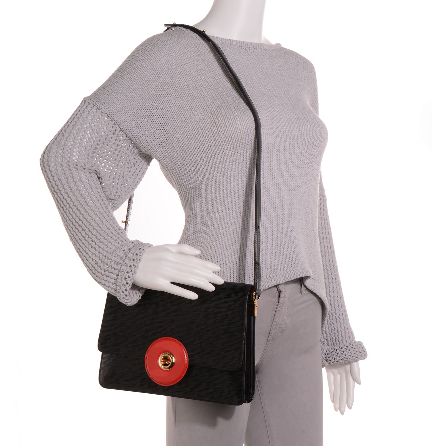 Louis Vuitton Epi Sac Friedland Black Red 2 of 8