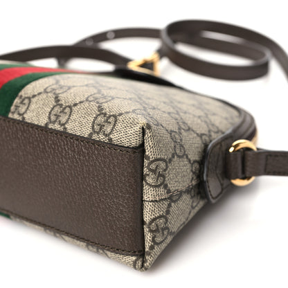 Gucci GG Supreme Monogram Textured Dollar Calfskin Web Small Ophidia Dome Shoulder Bag Beige Ebony New Acero 10 of 10
