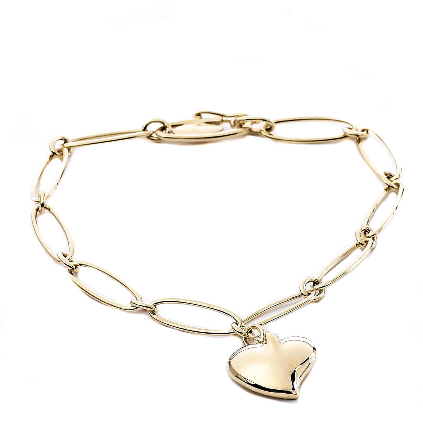 18K Yellow Gold Elsa Peretti Full Heart Charm Bracelet