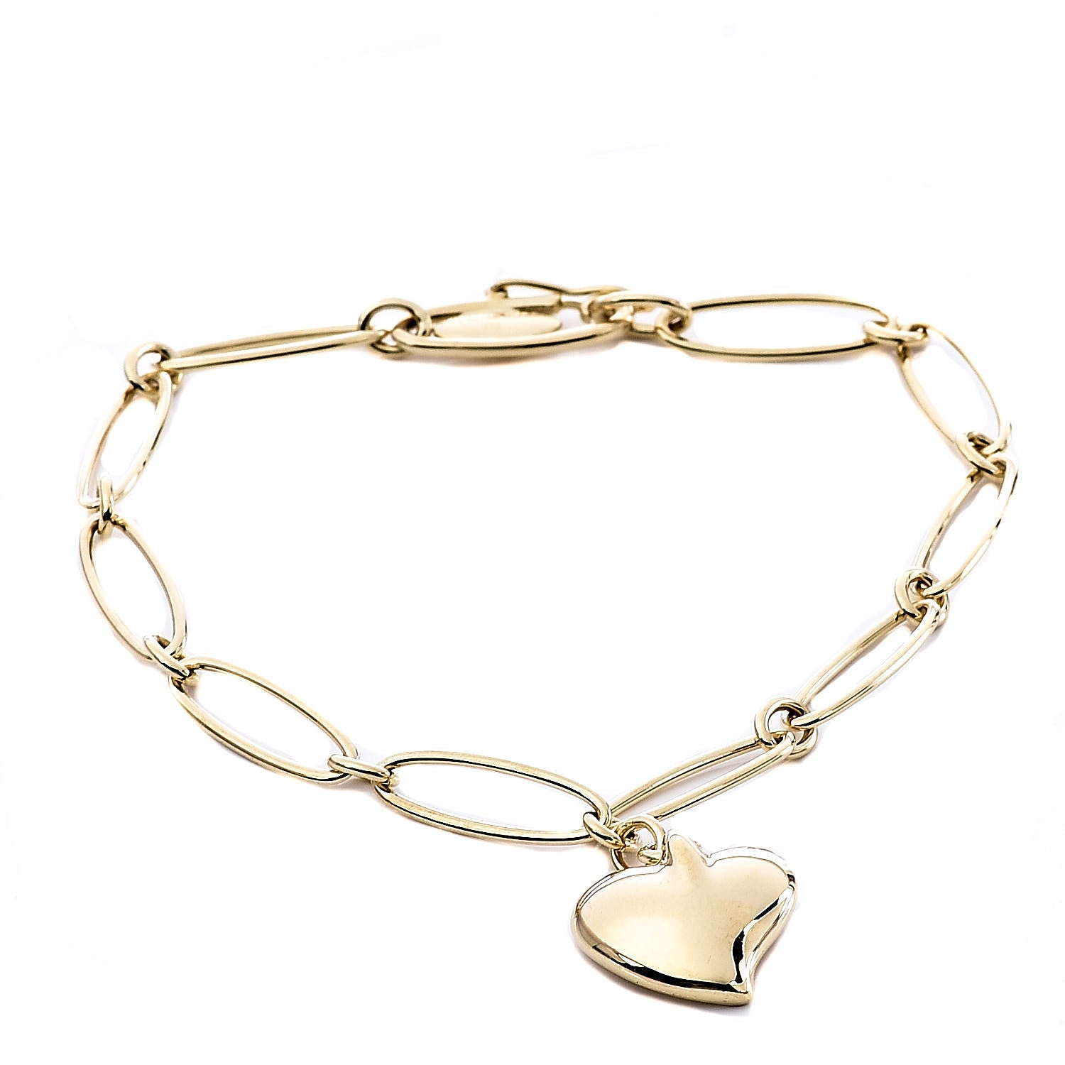 Tiffany 18K Yellow Gold Elsa Peretti Full Heart Charm Bracelet 1 of 5