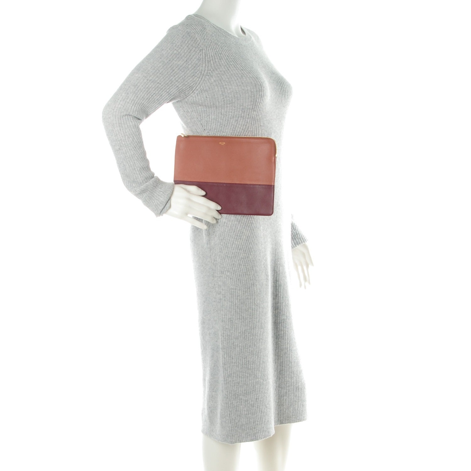 Celine Lambskin Bi-Color Solo Clutch Pouch Peach 2 of 8