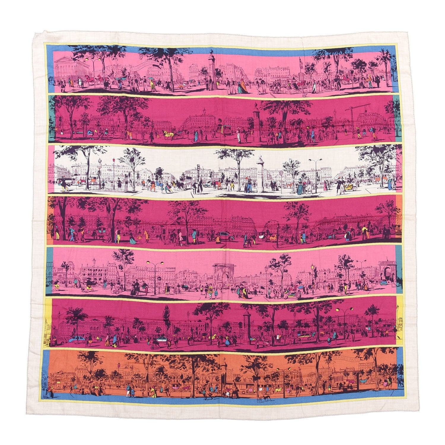 Hermes Cashmere Silk A L'Ombre des Boulevards Shawl 140 Naturel Rose Orange 1 of 4