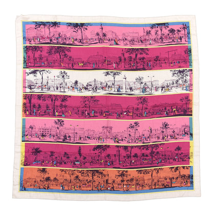 Hermes Cashmere Silk A L'Ombre des Boulevards Shawl 140 Naturel Rose Orange 1 of 4