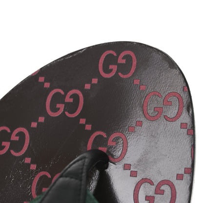 Gucci Nylon Calfskin Web GG Monogram Womens Thong Sandals 38 Green Red Cocoa 10 of 12