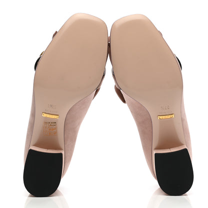 Gucci Kid Scamosciato GG Marmont Fringe 50mm Loafer Pumps 37.5 Crystal Pink 5 of 11