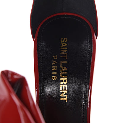 Saint Laurent Patent Calfskin Freja 105 Bow Sandals 37 Rouge Eros 11 of 12