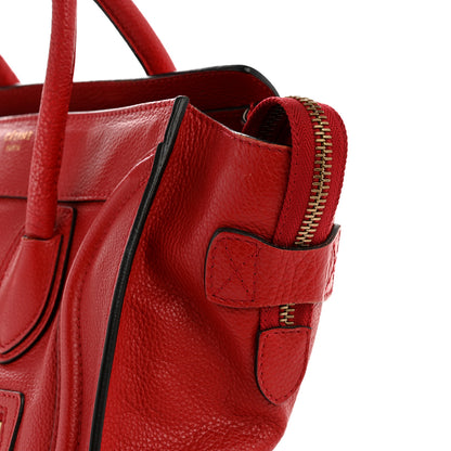 Celine Drummed Calfskin Micro Luggage Red 16 of 16