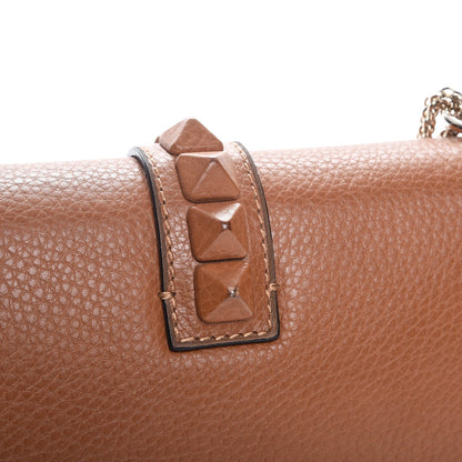 Valentino Garavani Pebbled Calfskin Medium Glam Lock Rockstud Flap Light Skin 9 of 10