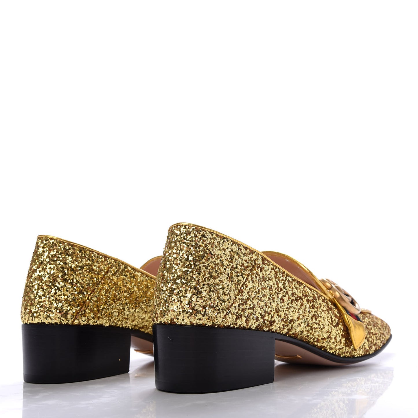 Glitter Web Peyton Loafers 38 Gold