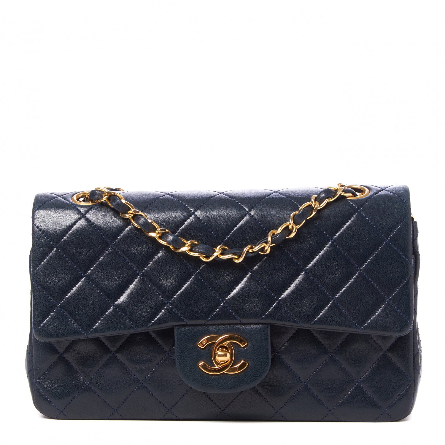 Chanel Lambskin Quilted Small Double Flap Navy 1 of 9