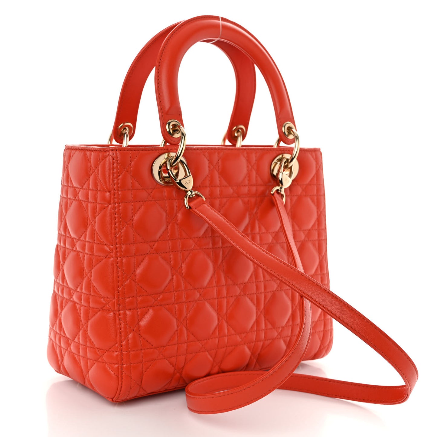 Lambskin Cannage Medium Lady Dior Orange