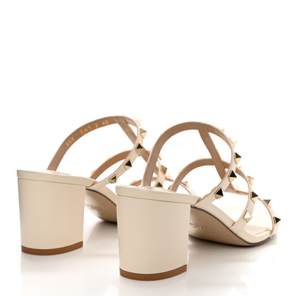 Valentino Garavani Calfskin Nappa Rockstud 60mm Caged Slide Sandals 40 Light Ivory 4 of 10