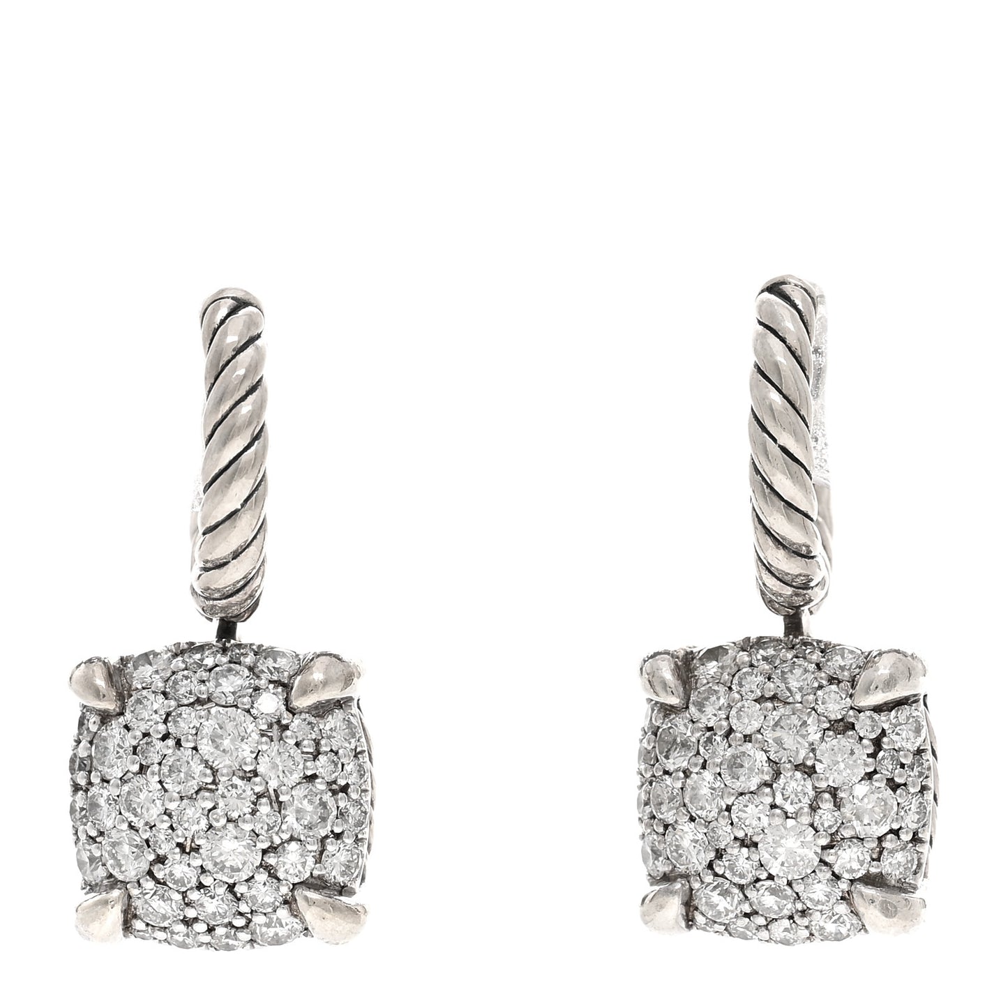 Sterling Silver Diamond 10mm Chatelaine Drop Earrings