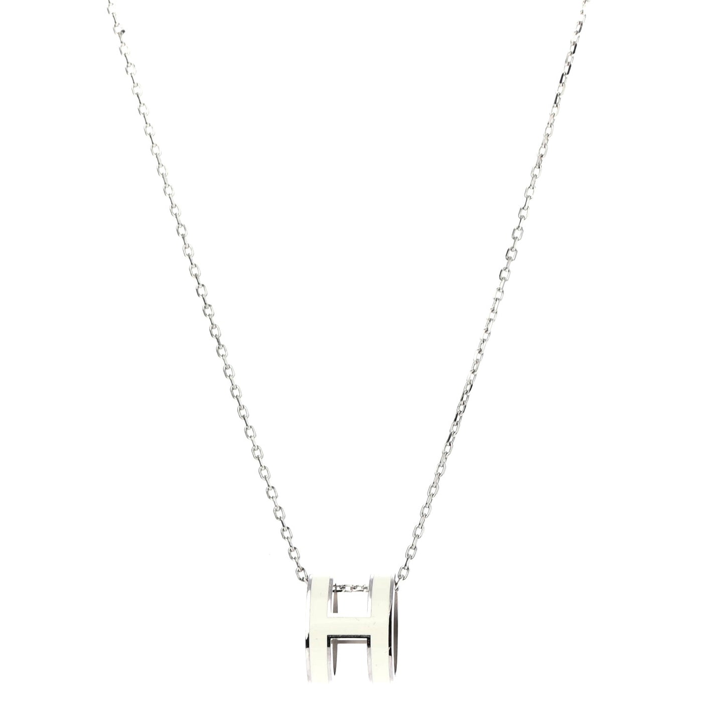 Lacquered Palladium Pop H Pendant Necklace White