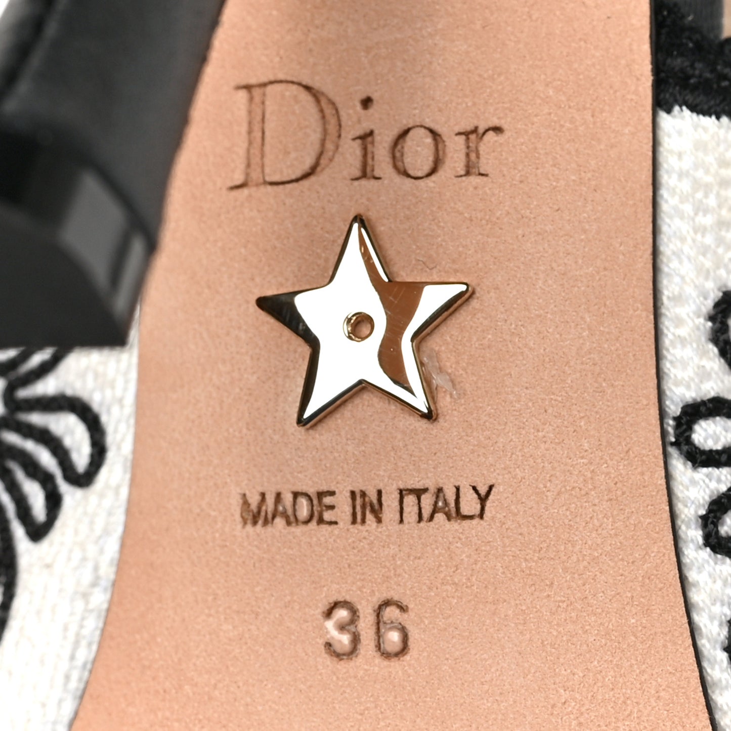 Canvas Embroidered Ornamental Cornely Ribbon J'Adior Slingback 100mm Pumps 36 Black White