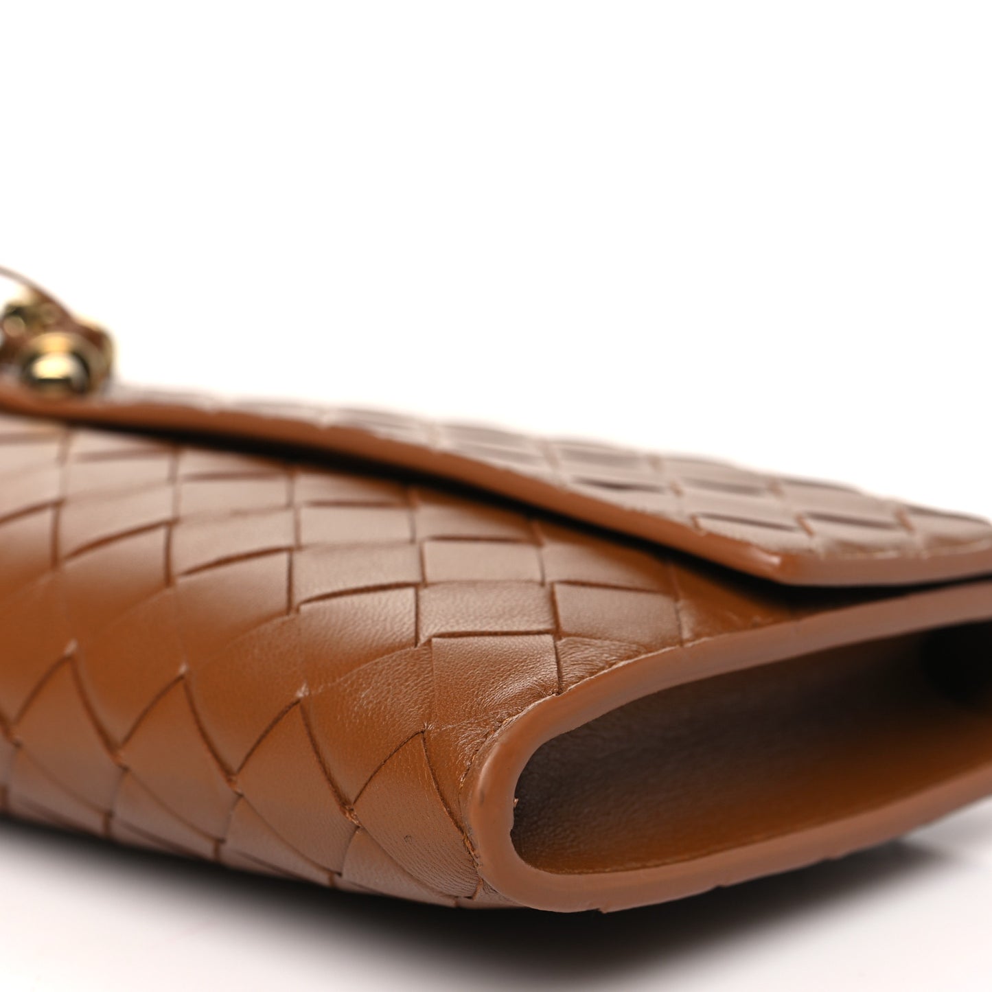 Nappa Intrecciato Long Andiamo Top Handle Clutch Cognac