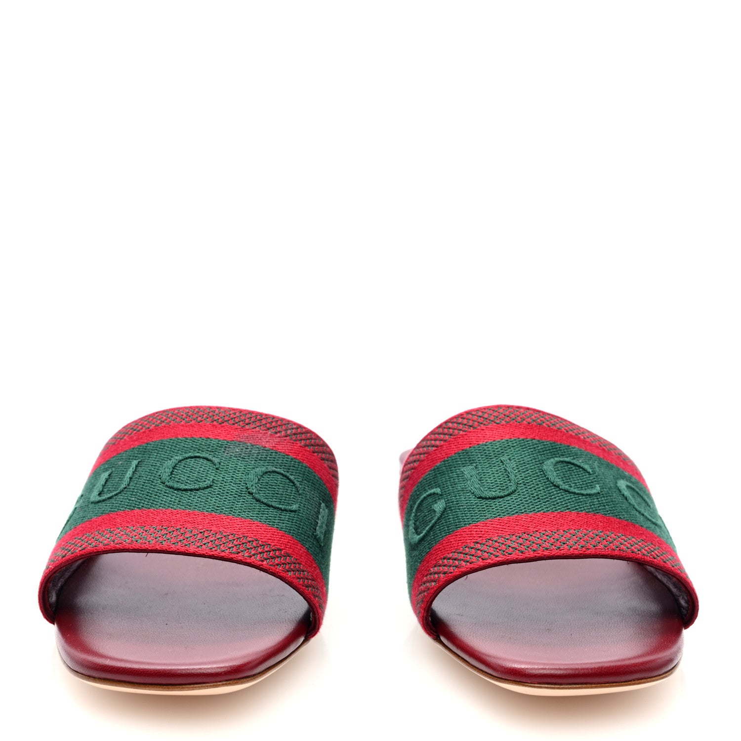 Gucci Canvas Web Womens Slide Sandals 40 Red Bordeaux 3 of 9