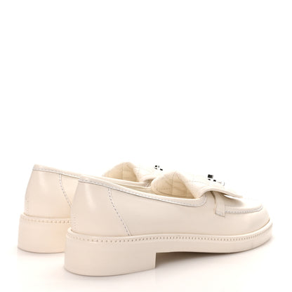 Chanel Lambskin Quilted CC Turnlock Loafers 40 White 5 of 9