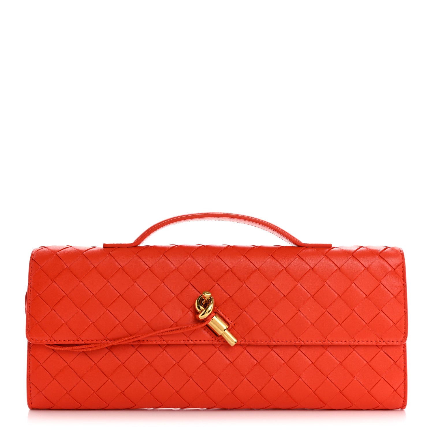 Bottega Veneta Nappa Intrecciato Long Andiamo Top Handle Clutch Orange 1 of 9