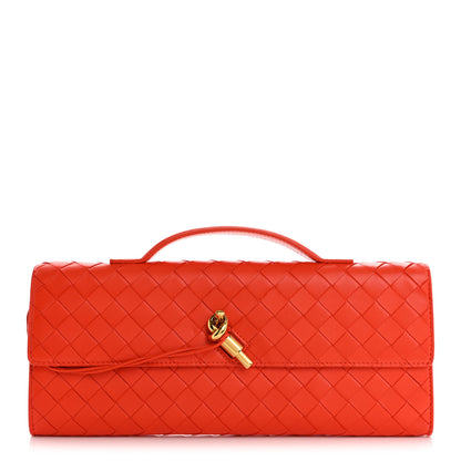 Bottega Veneta Nappa Intrecciato Long Andiamo Top Handle Clutch Orange 1 of 9