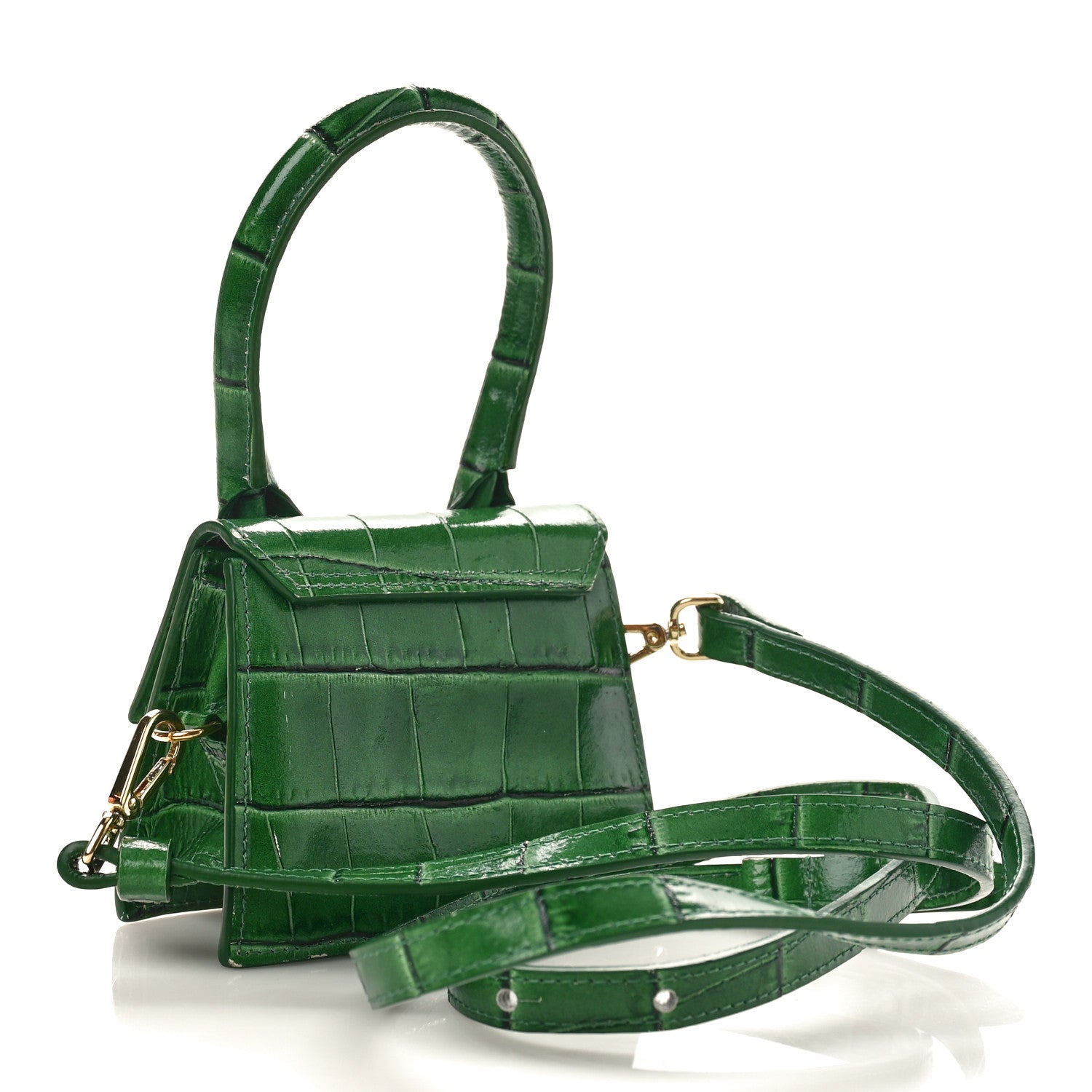 Jacquemus Calfskin Crocodile Embossed Le Chiquito Green 3 of 12