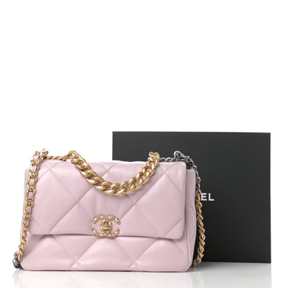 Chanel Lambskin Quilted Large Chanel 19 Flap Light Pink 10 of 10