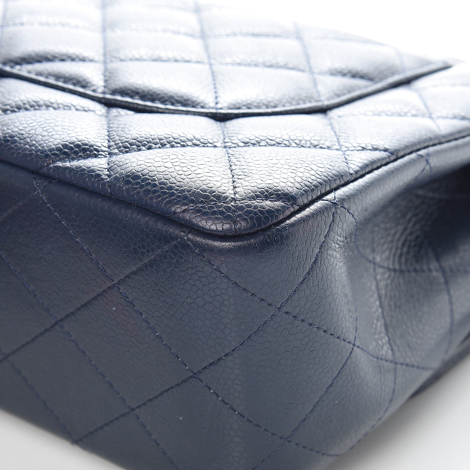 Chanel Caviar Quilted Jumbo Double Flap Navy Blue 15 of 20