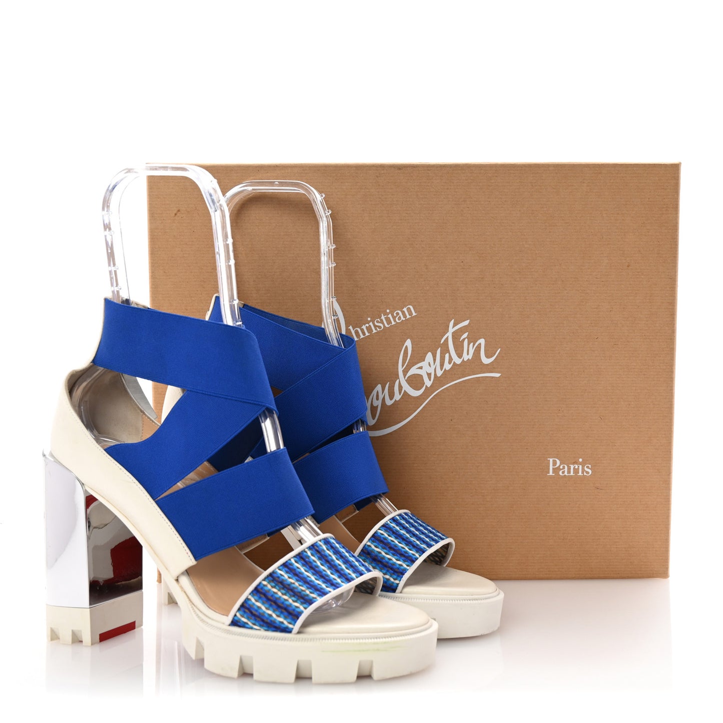 Calfskin Patrouiagoma 100 Platform Sandals 40 Blue